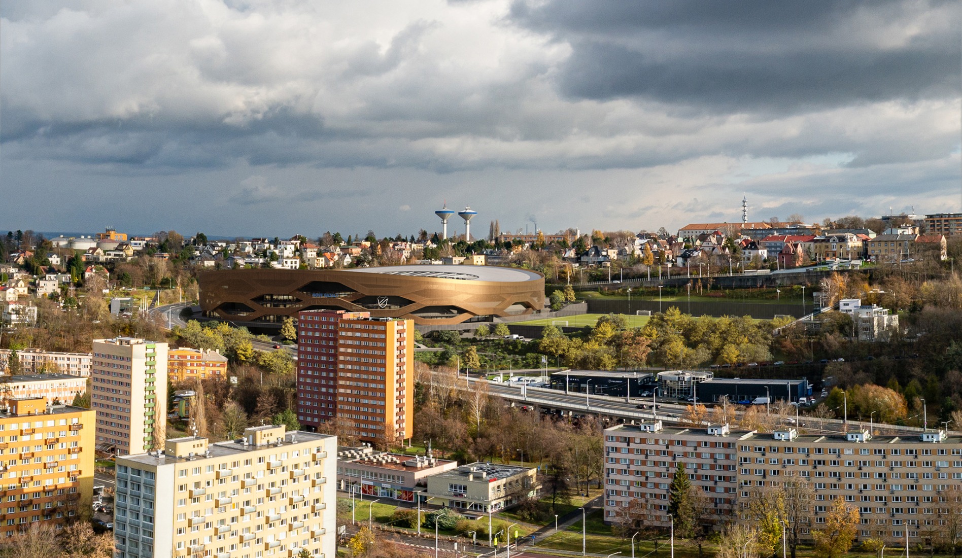 Nové Bazaly Stadium by L35 Architects. Rendering by L35 Architects.
