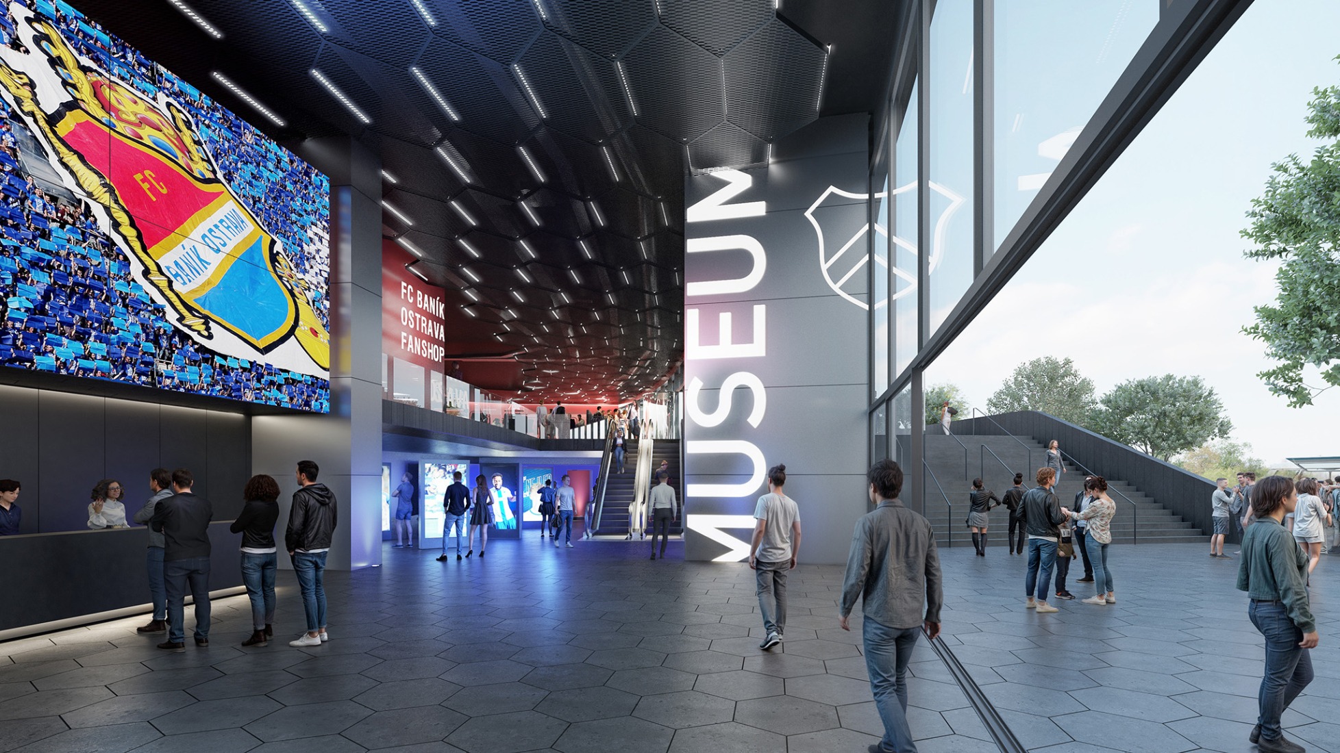 Nové Bazaly Stadium by L35 Architects. Rendering by L35 Architects.