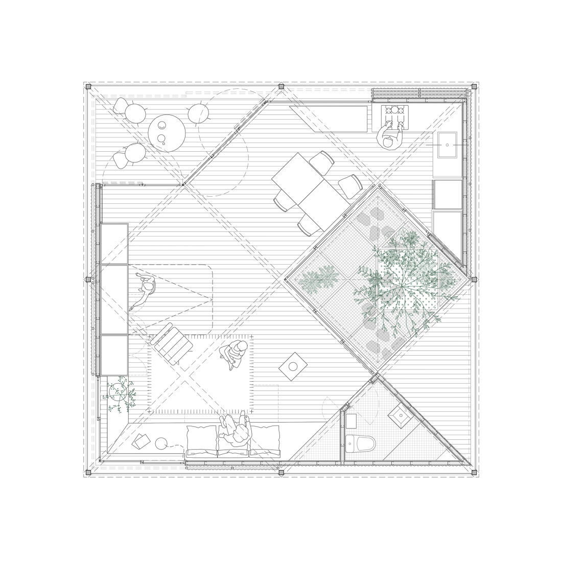 Plano de planta baja. «Casa Tangram» por Bioma.
