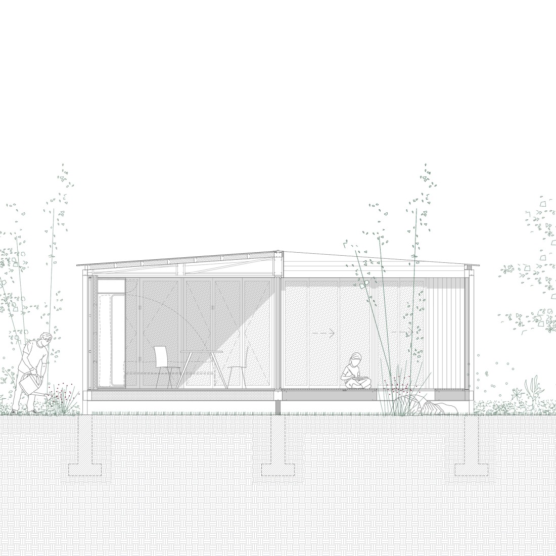 Sección. «Casa Tangram» por Bioma.