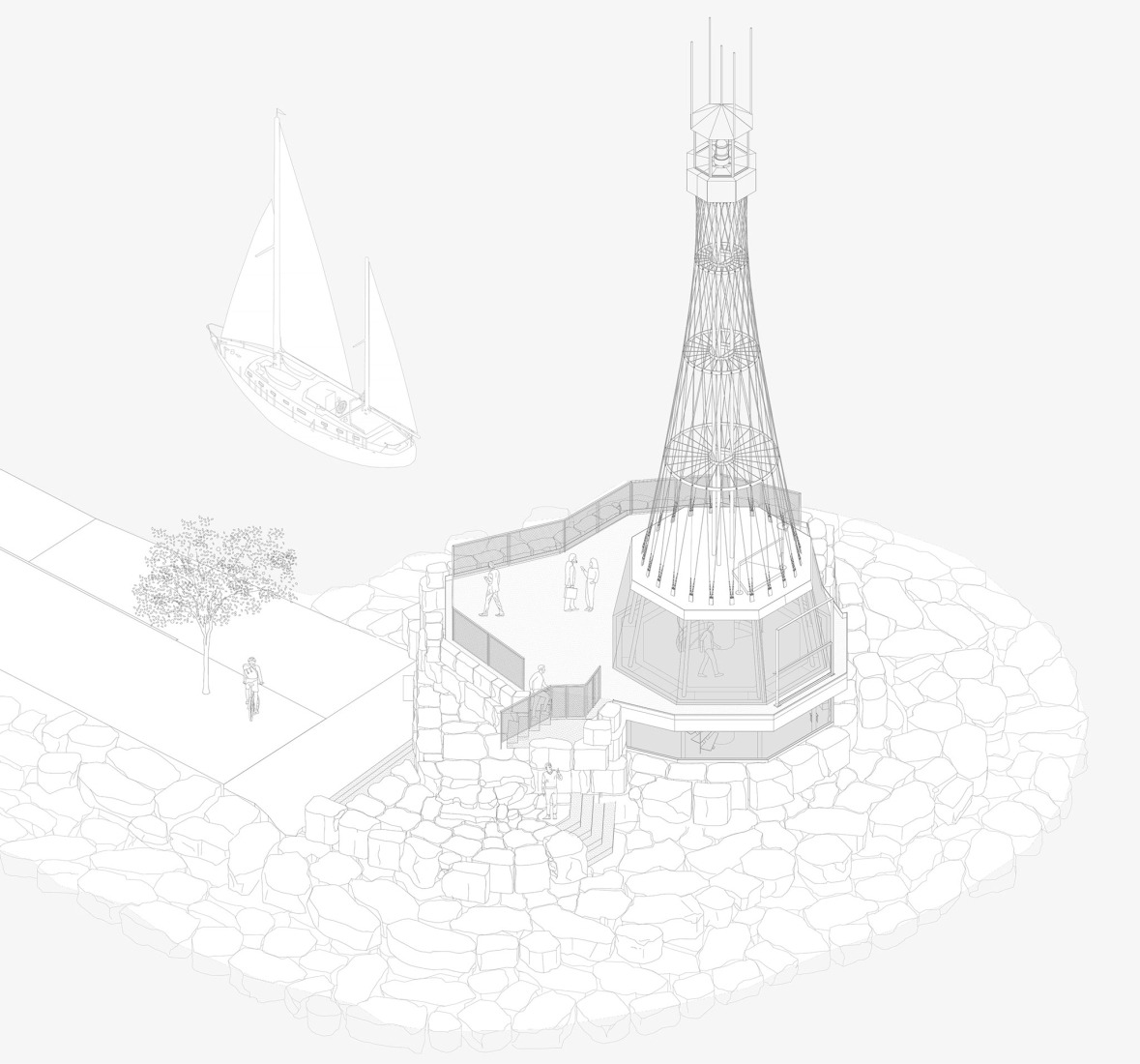 Axonometry. Phare by Bureau. 