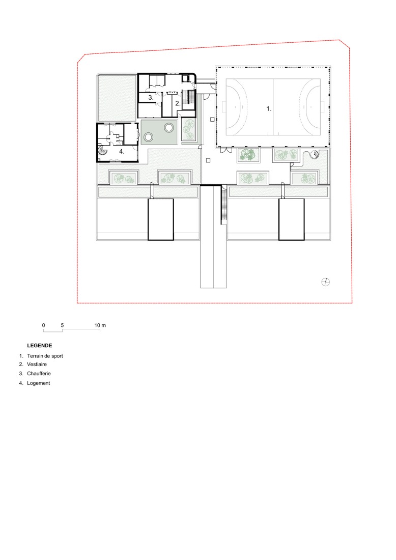 First floor plan. Simone Veil School Complex by Le Penhuel et Associés. 
