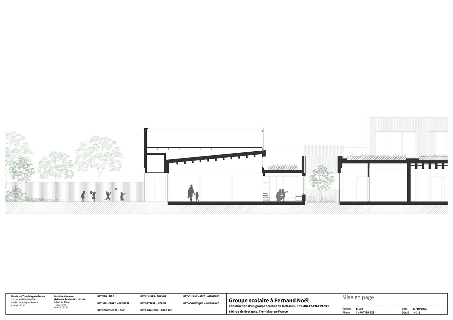 Section. Simone Veil School Complex by Le Penhuel et Associés. 