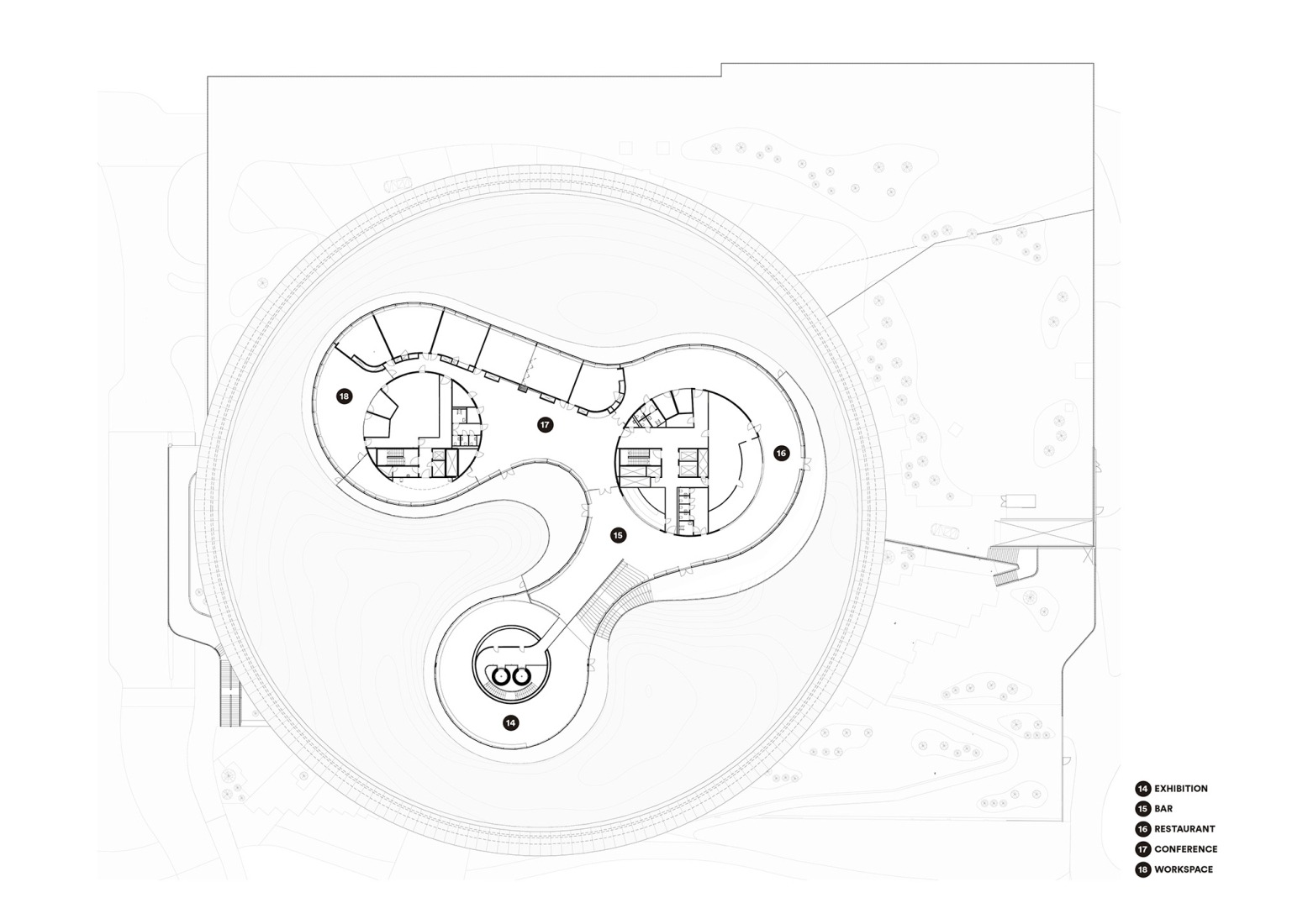 First floor plan. "World of Volvo" by Henning Larsen. 