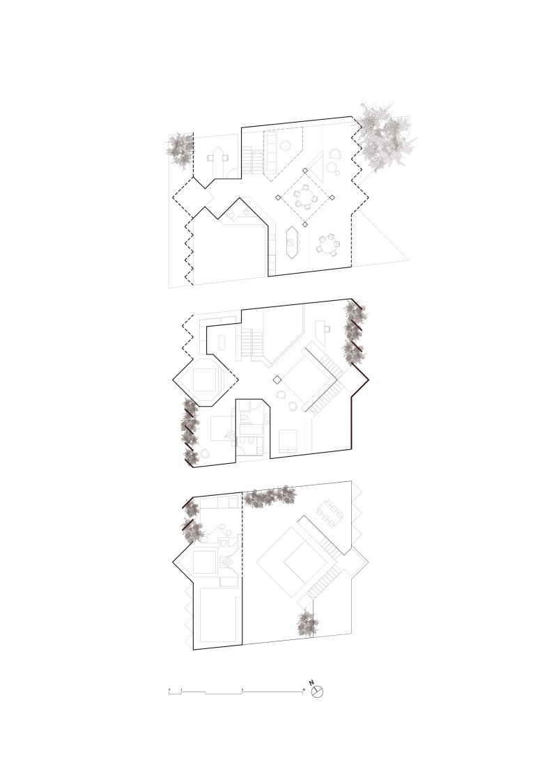 Floor plans. Section. House MN by Horma estudio. 