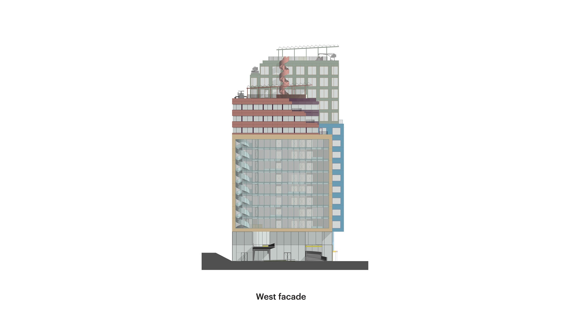 West elevation. Schieblocks by MVRDV. Image courtesy of MVRDV.