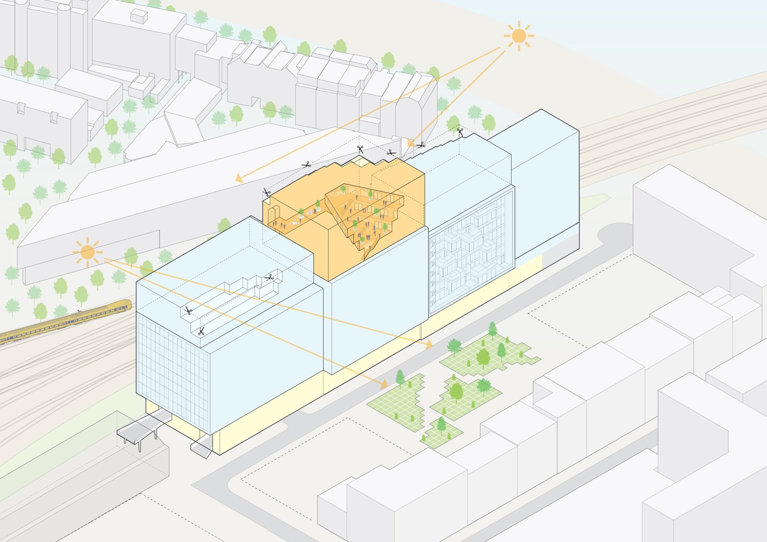 Step story 4- Sun cuts. Schieblocks by MVRDV. Image courtesy of MVRDV.