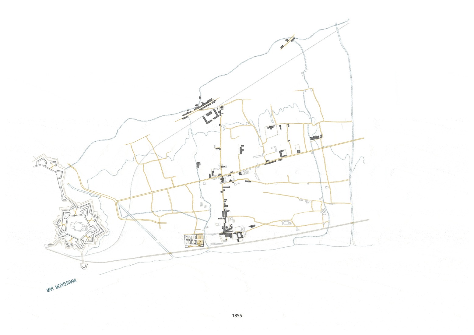 22@ Barcelona site plan, 1855. GREENH@USE, 140 viviendas sociales por Peris + Toral Arquitectes.