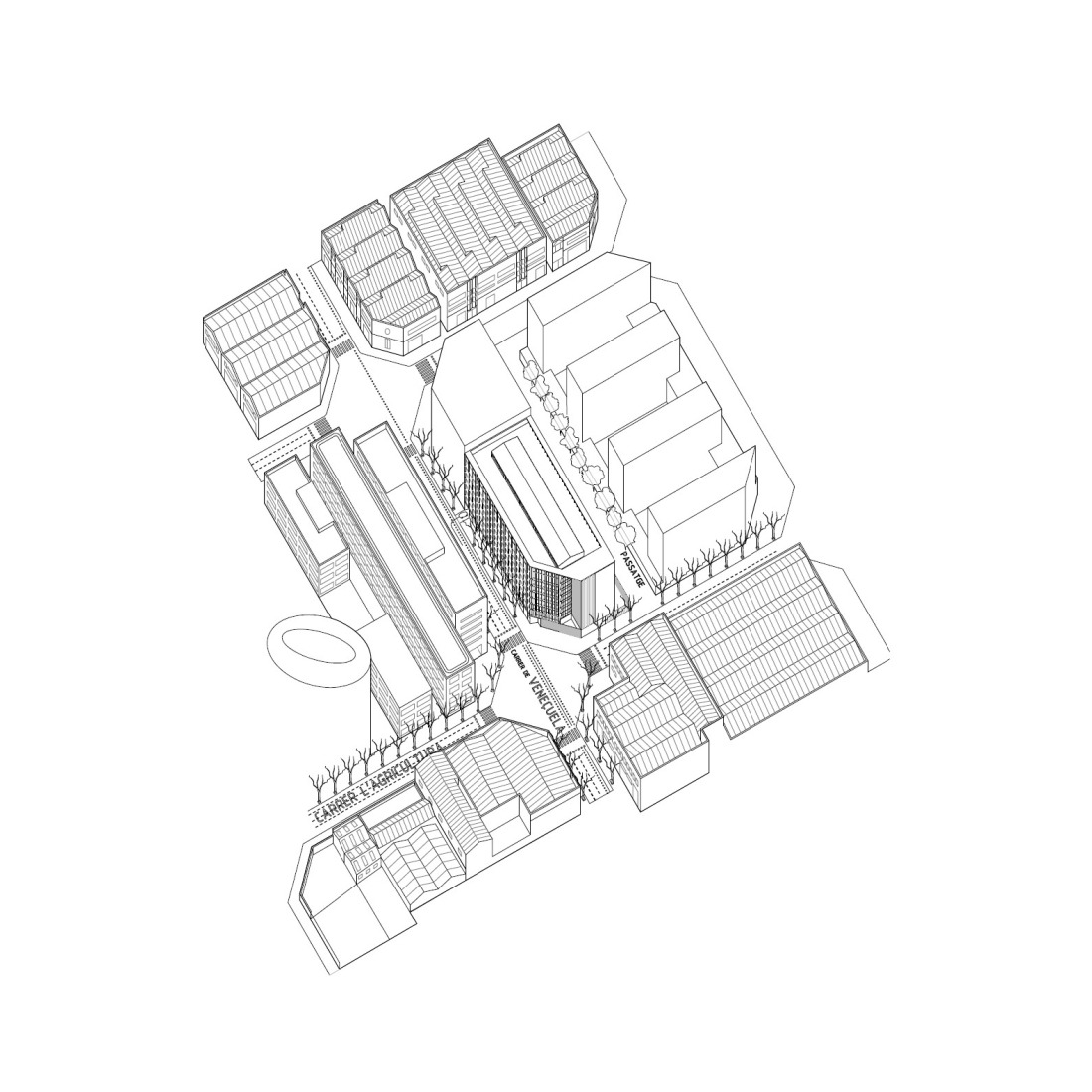 Axonometry. GREENH@USE, 140 viviendas sociales por Peris + Toral Arquitectes.
