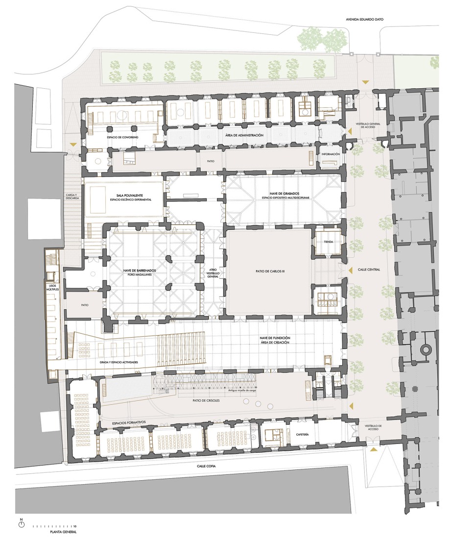 Ground floor plan. "Centro Magallanes_ICC" at the Royal Artillery Factory of Seville by Reina & Asociados.