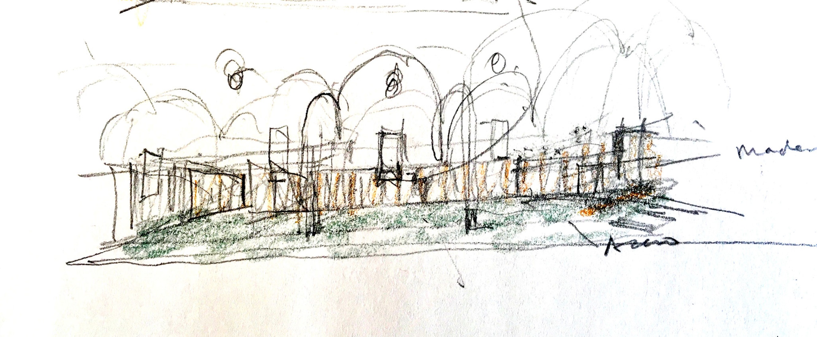 Sketch. "Centro Magallanes_ICC" at the Royal Artillery Factory of Seville by Reina & Asociados.