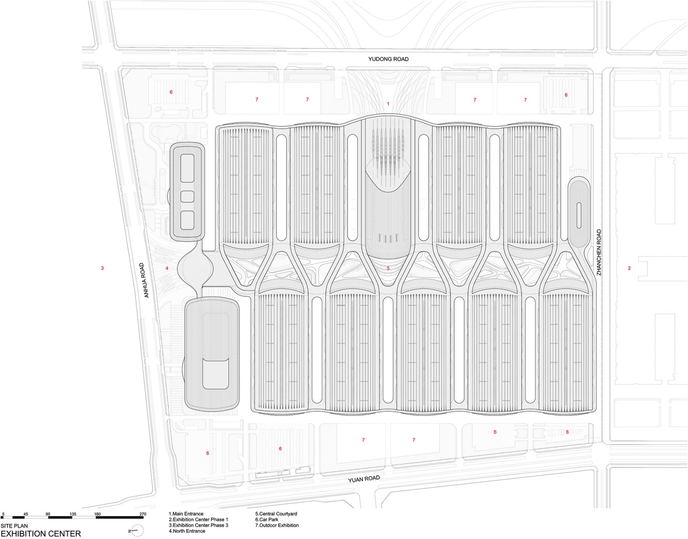 Site plan. CIECC by Zaha Hadid Architects.