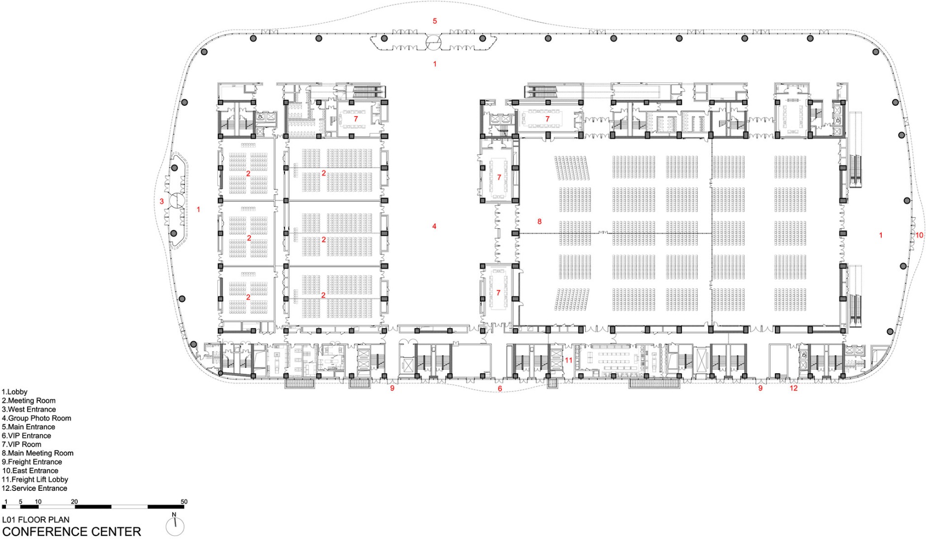 Conference room first floor plan. CIECC by Zaha Hadid Architects.
