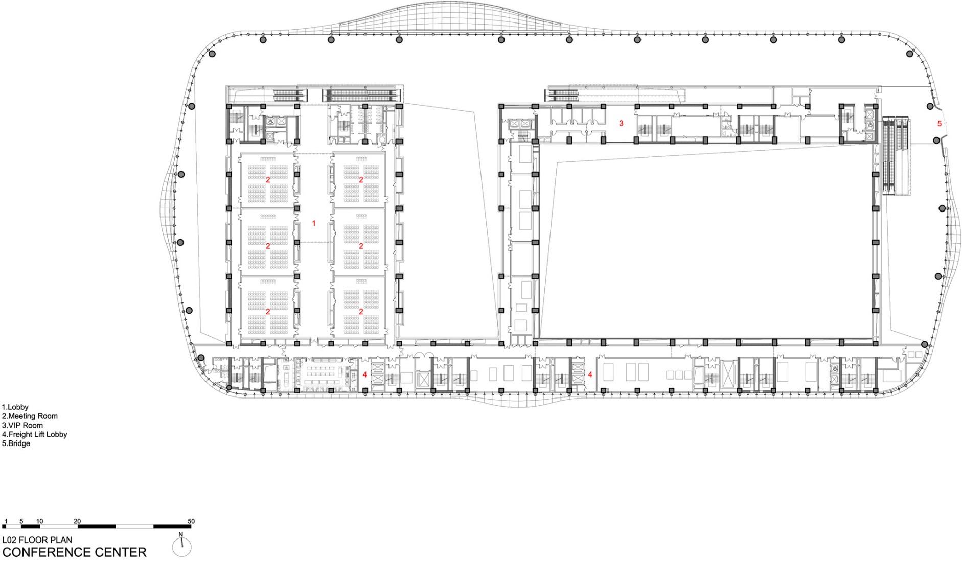 Conference room  second floor plan. CIECC by Zaha Hadid Architects.