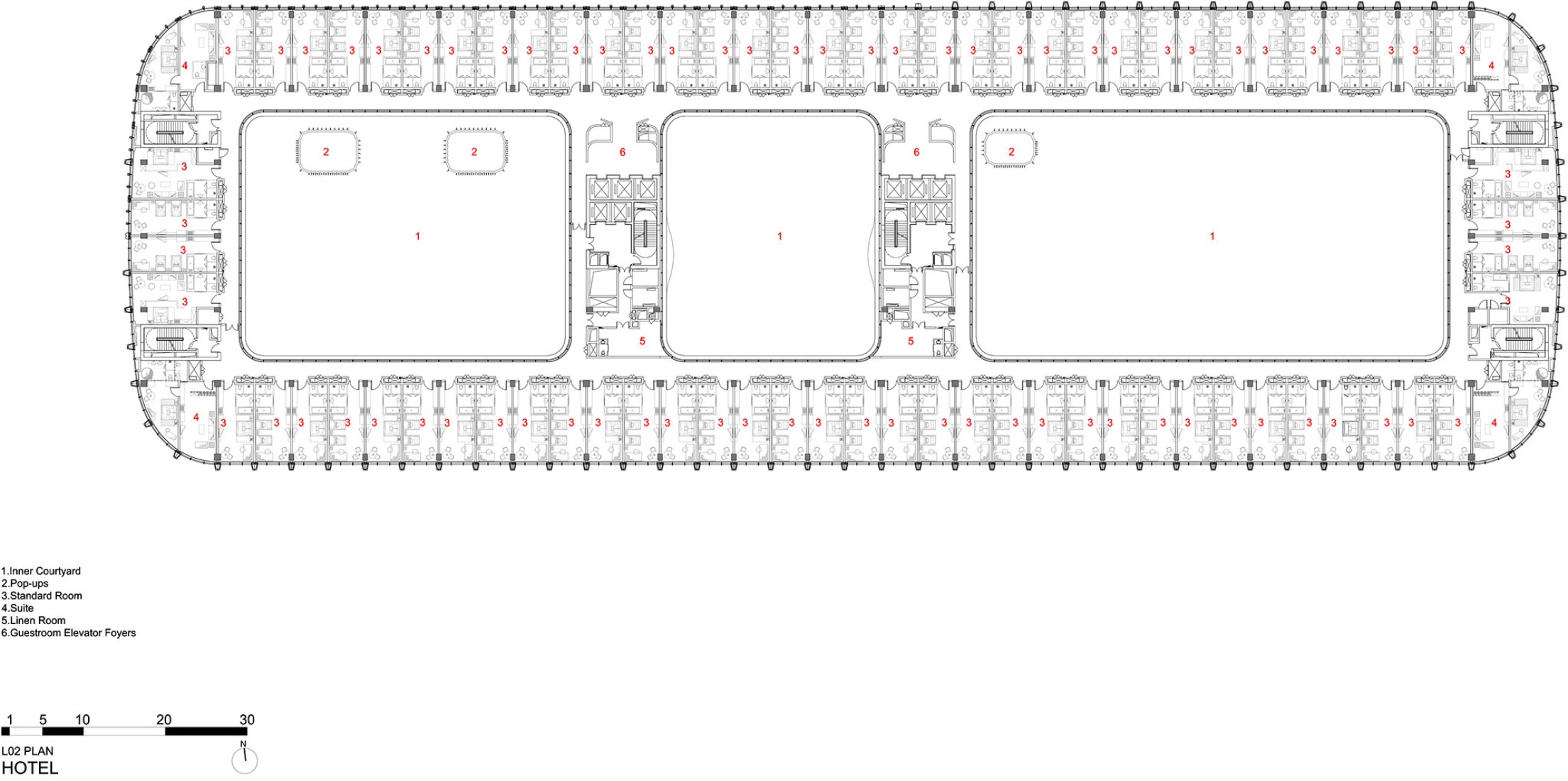 Hotel typical floor plan. CIECC by Zaha Hadid Architects.