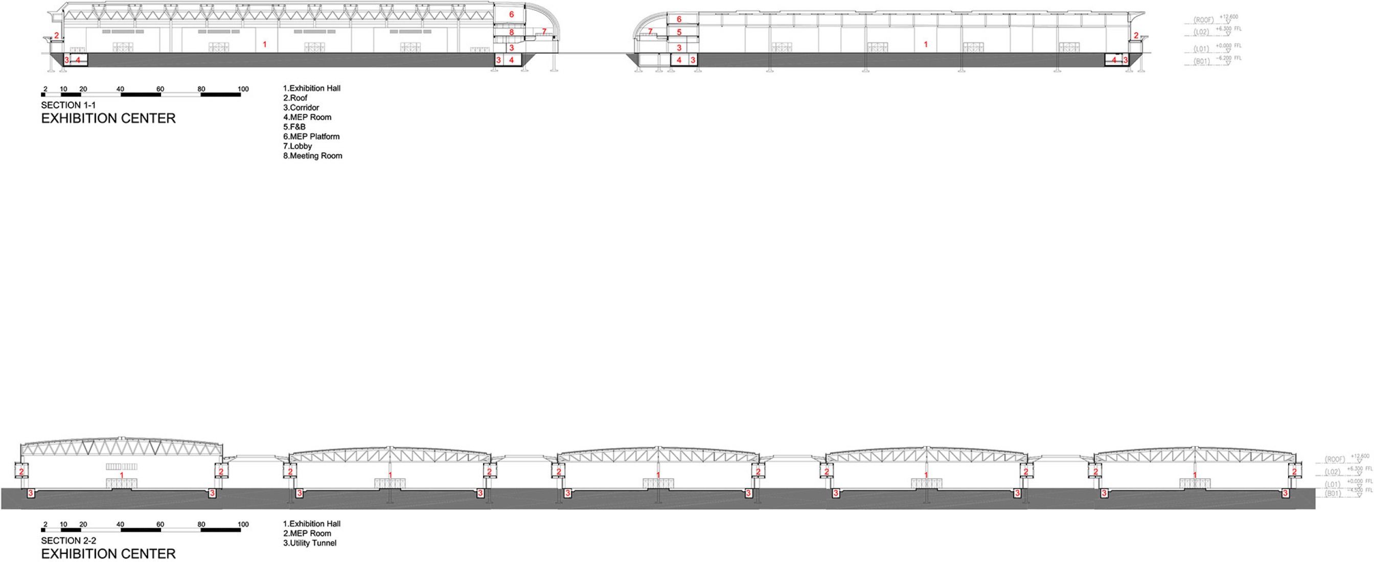 Section. CIECC by Zaha Hadid Architects.