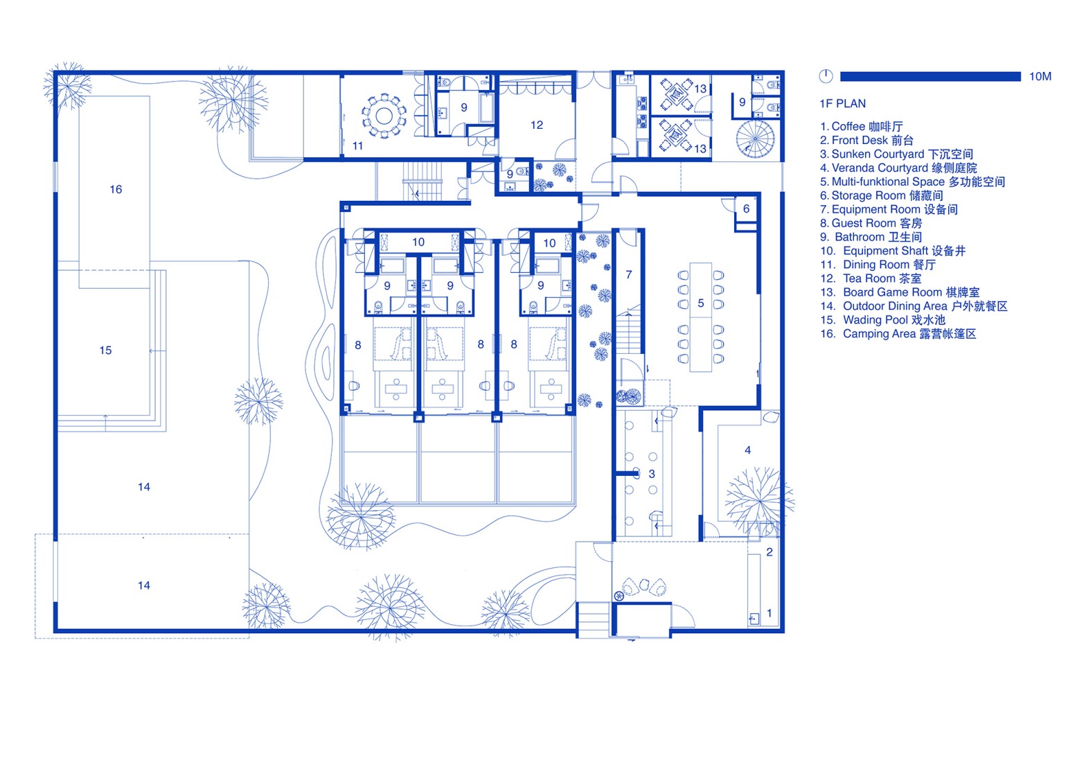 Ground floor plan. The Catcher guesthouse by Team_BLDG.