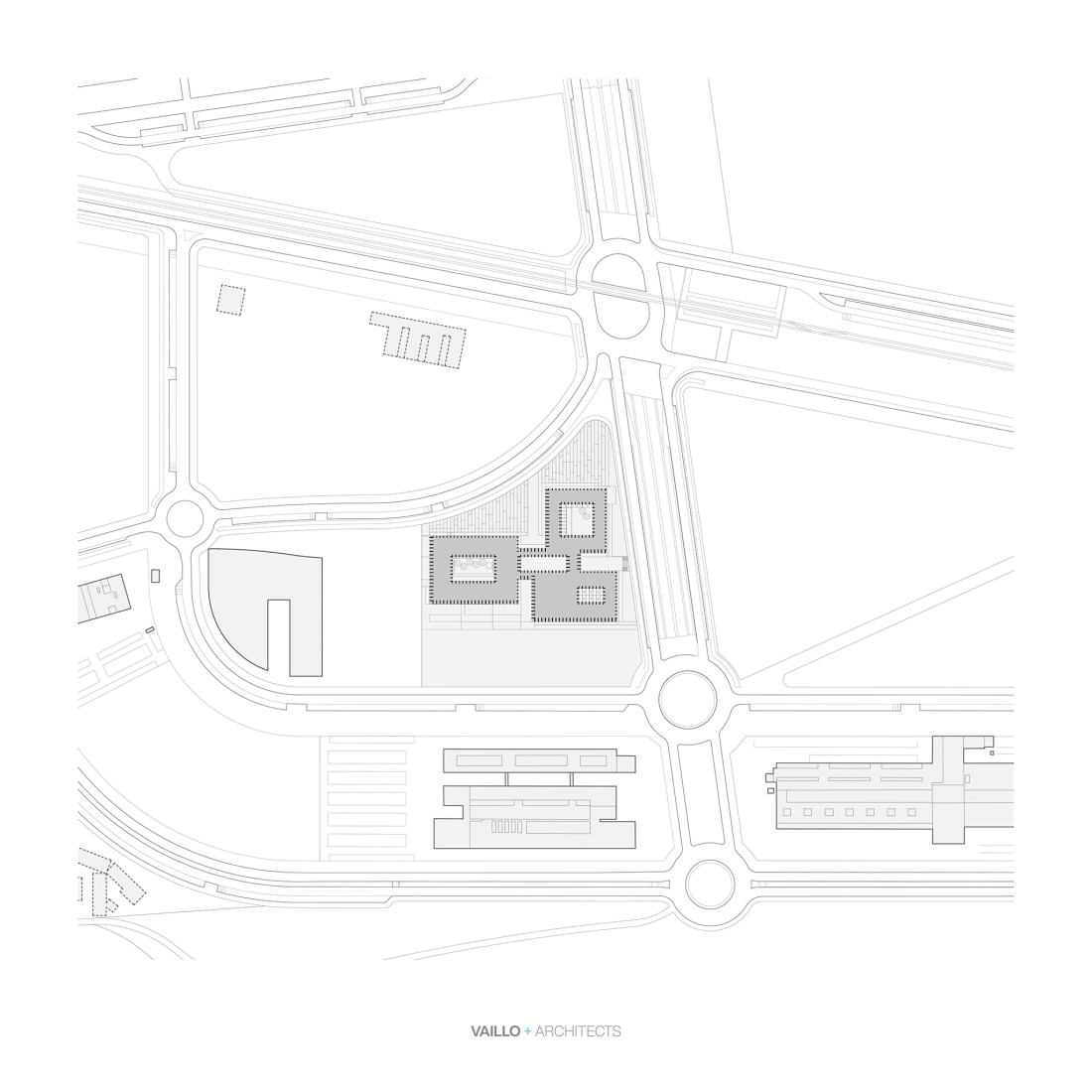 Plano de planta baja. Facultad de Turismo por Vaillo +Architects.