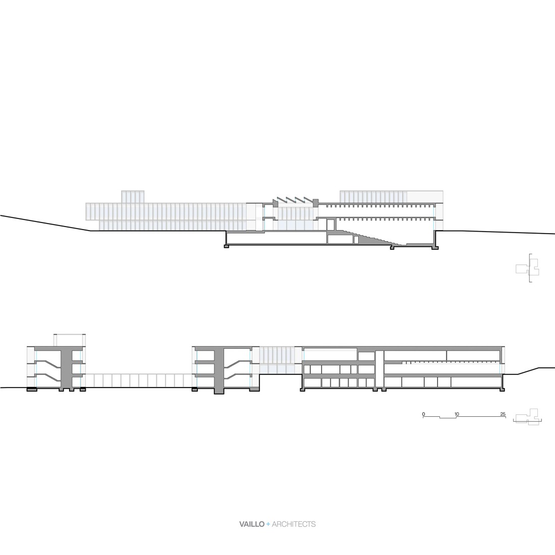 Sección. Facultad de Turismo por Vaillo +Architects.