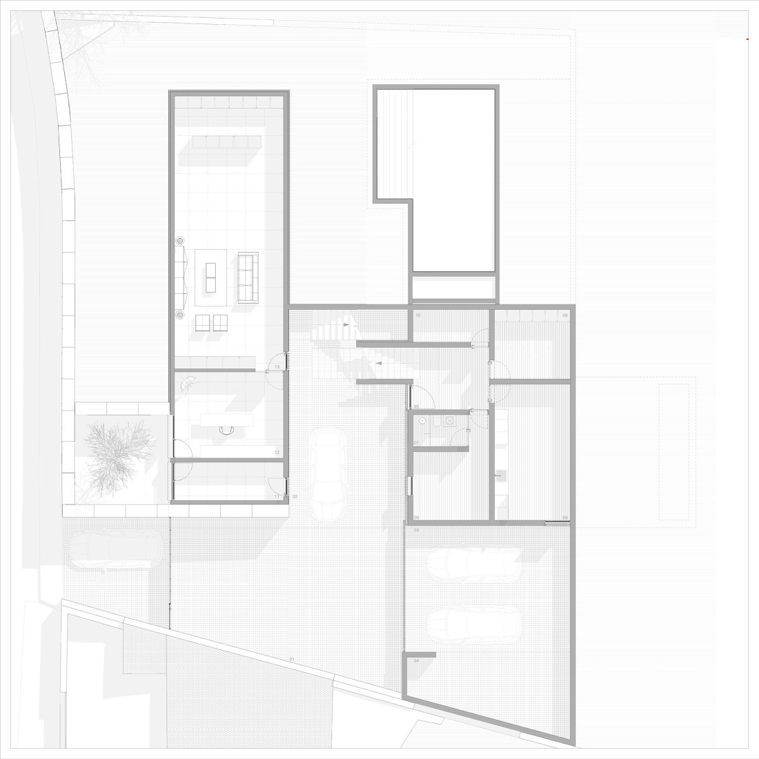 Plano de planta baja. Habitação CL por Artequitectos.