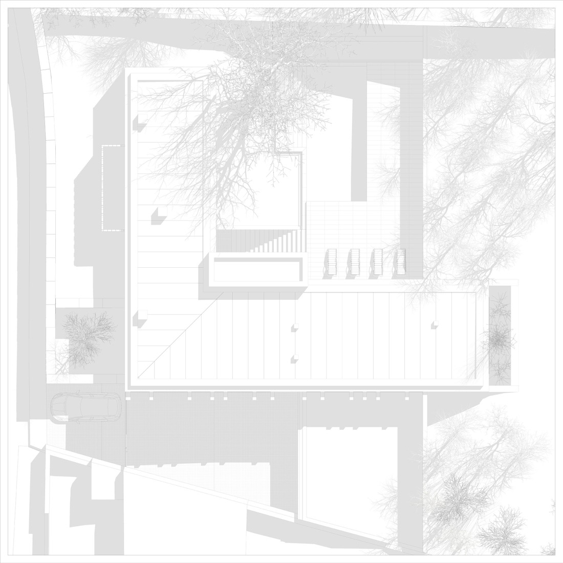 Plano de planta de cubierta. Habitação CL por Artequitectos.