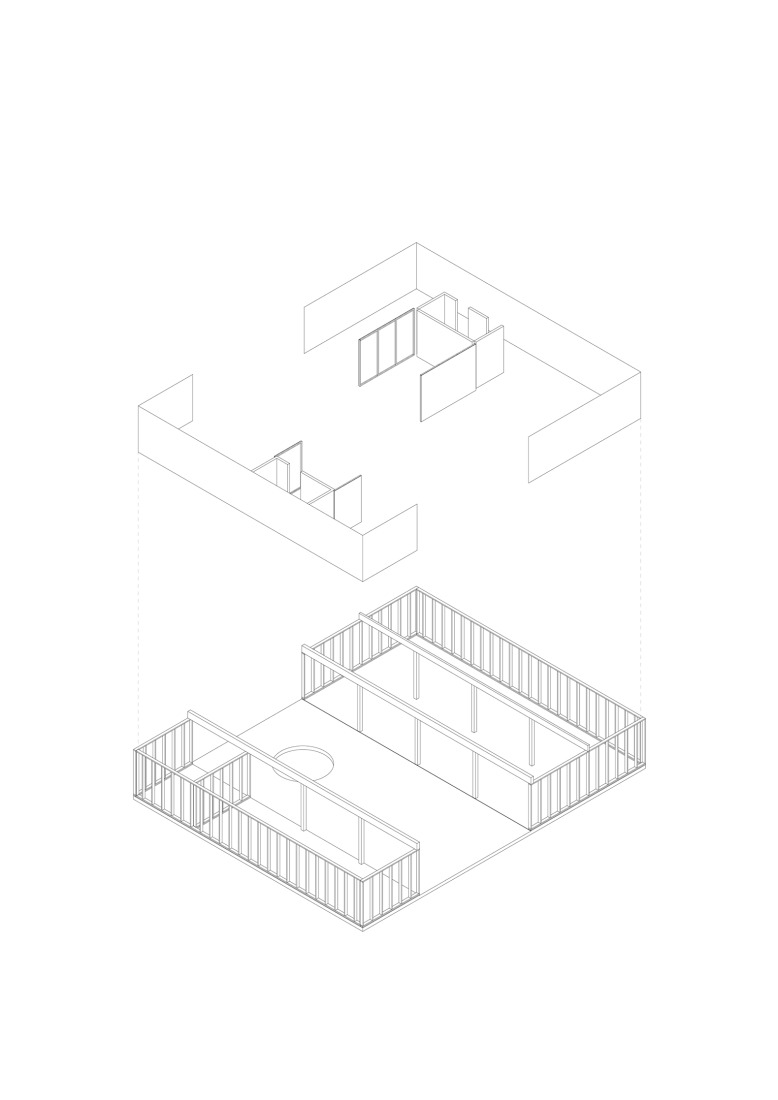 Axonometry. M37 house in Contis by BAST + LITTORAL.