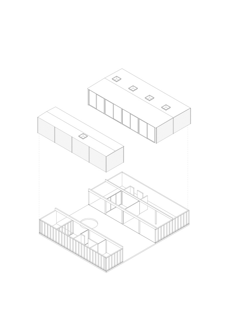 Axonometry. M37 house in Contis by BAST + LITTORAL.