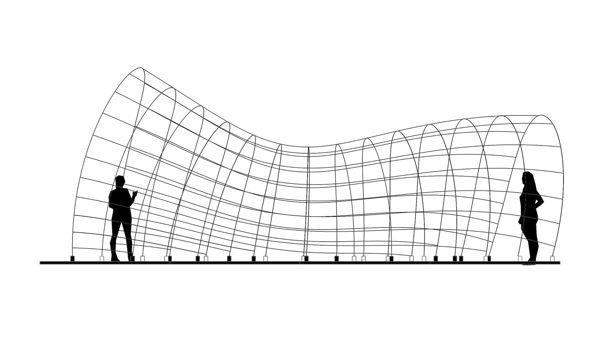 Alzado. Pabellón ChrYsalis por Francisco González, José Real y Álvaro López. 