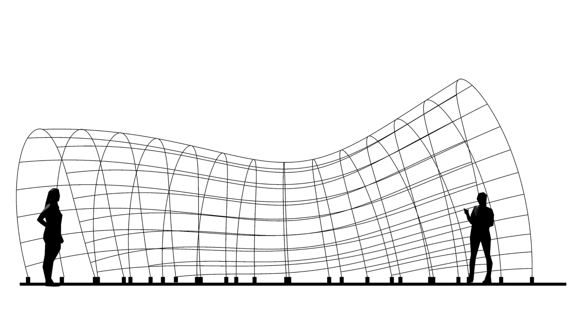 Alzado. Pabellón ChrYsalis por Francisco González, José Real y Álvaro López. 