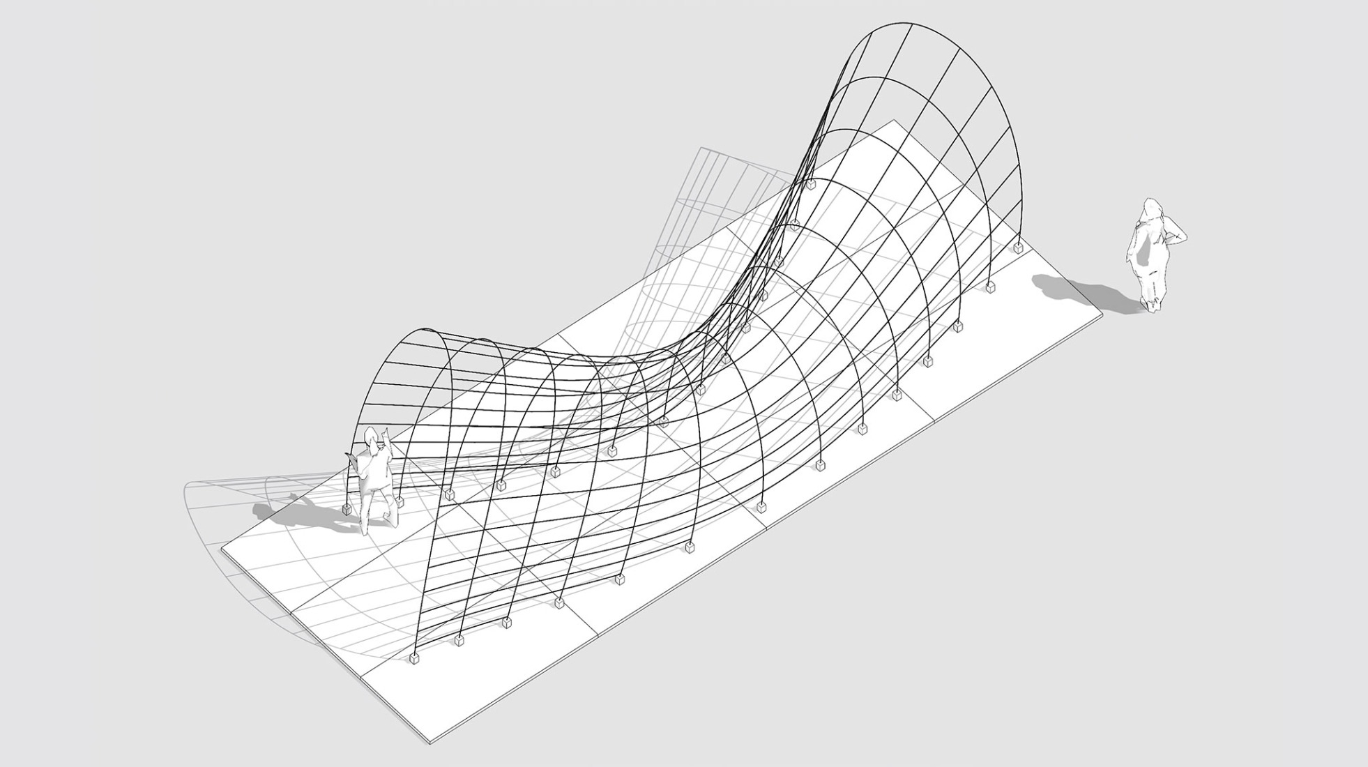 Axonometría. Pabellón ChrYsalis por Francisco González, José Real y Álvaro López.