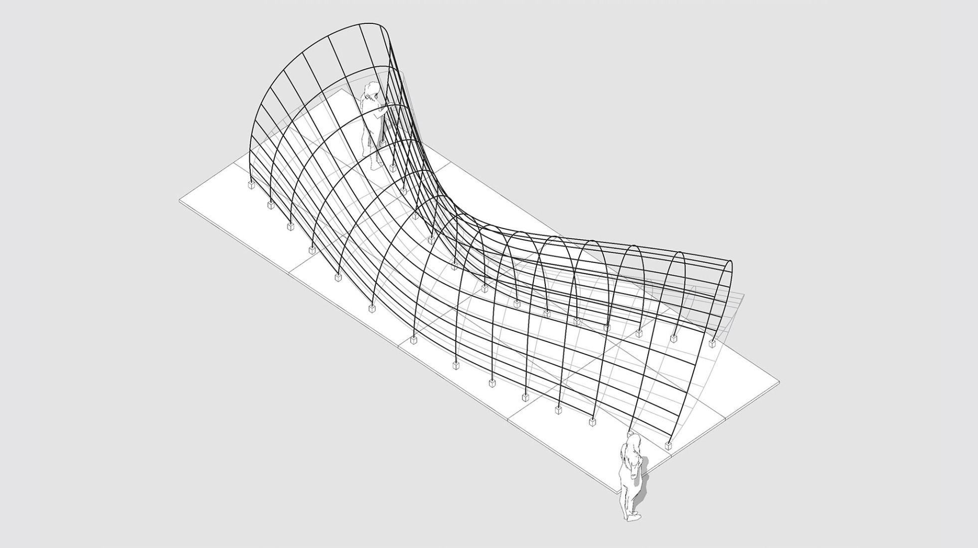 Axonometría. Pabellón ChrYsalis por Francisco González, José Real y Álvaro López.