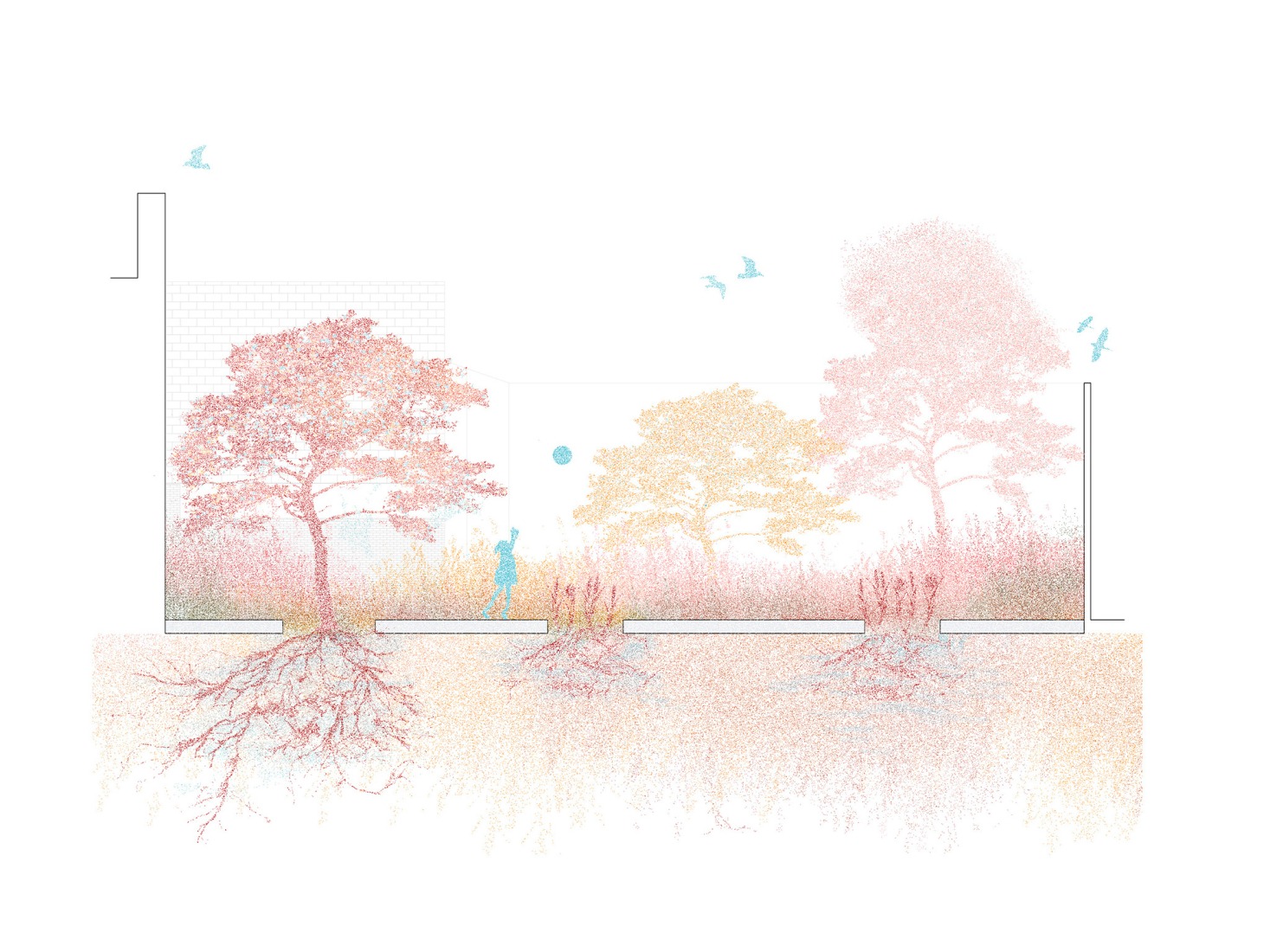 Section. Garden in the Clouds by H3o architects.