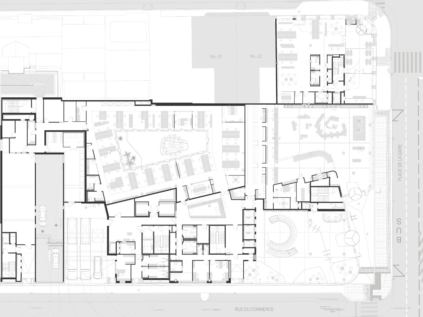 Plano de planta baja. «Post Headquarters - Helix» por Metaform.