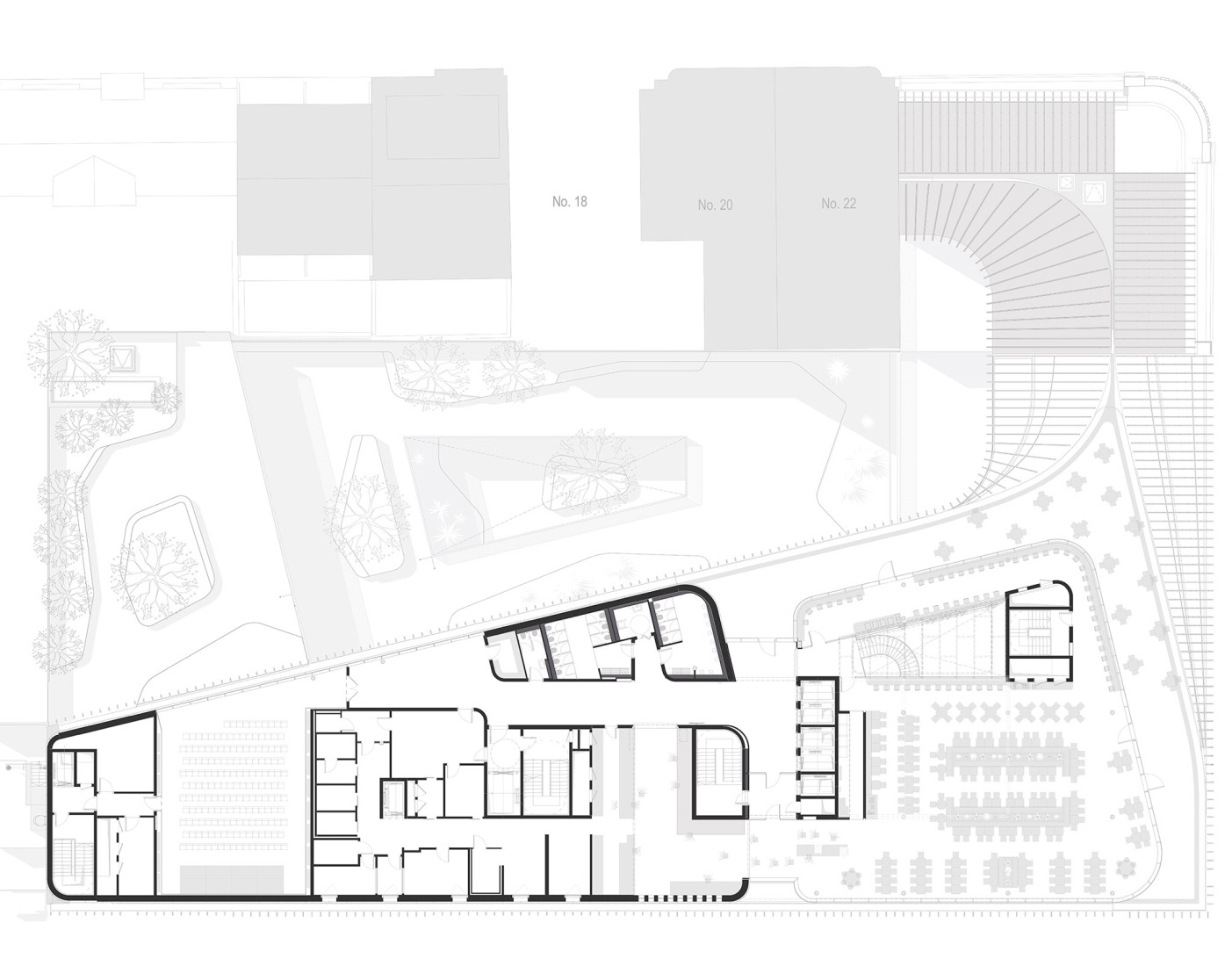 Plano de planta. «Post Headquarters - Helix» por Metaform. 