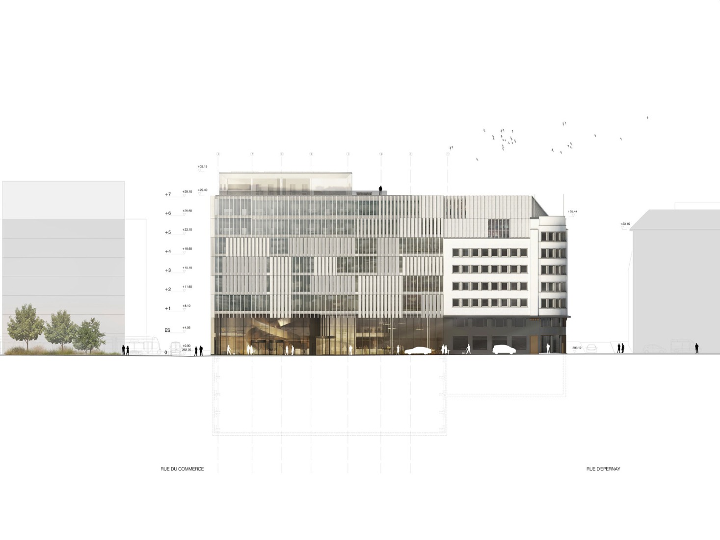 Alzado. «Post Headquarters - Helix» por Metaform.