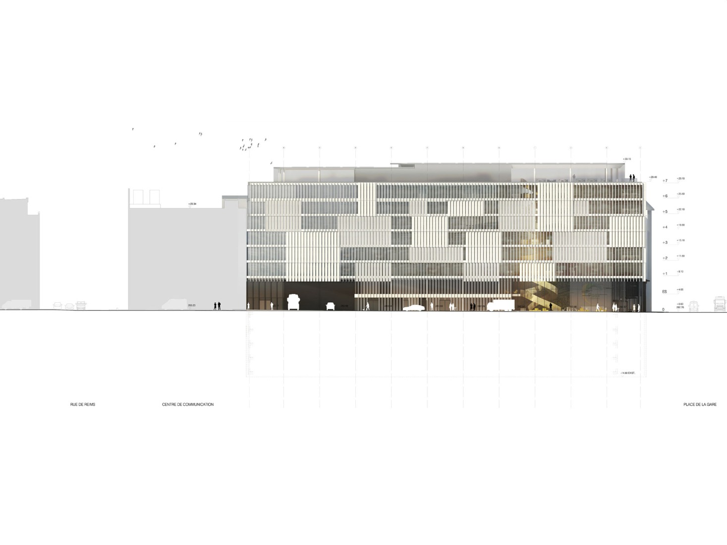 Alzado. «Post Headquarters - Helix» por Metaform.