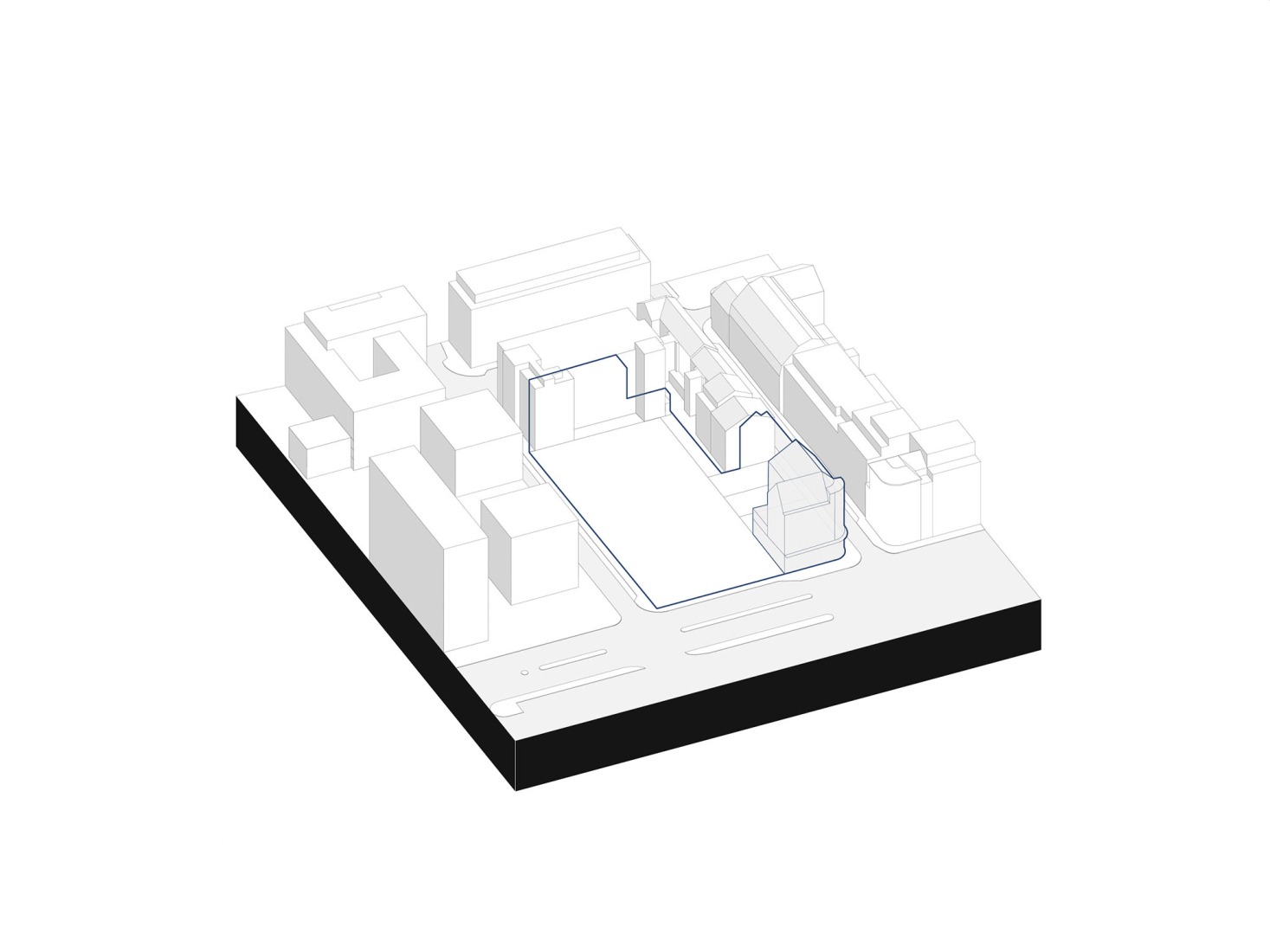 Sitio del proyecto con edificio existente de Accinauto. «Post Headquarters - Helix» por Metaform.