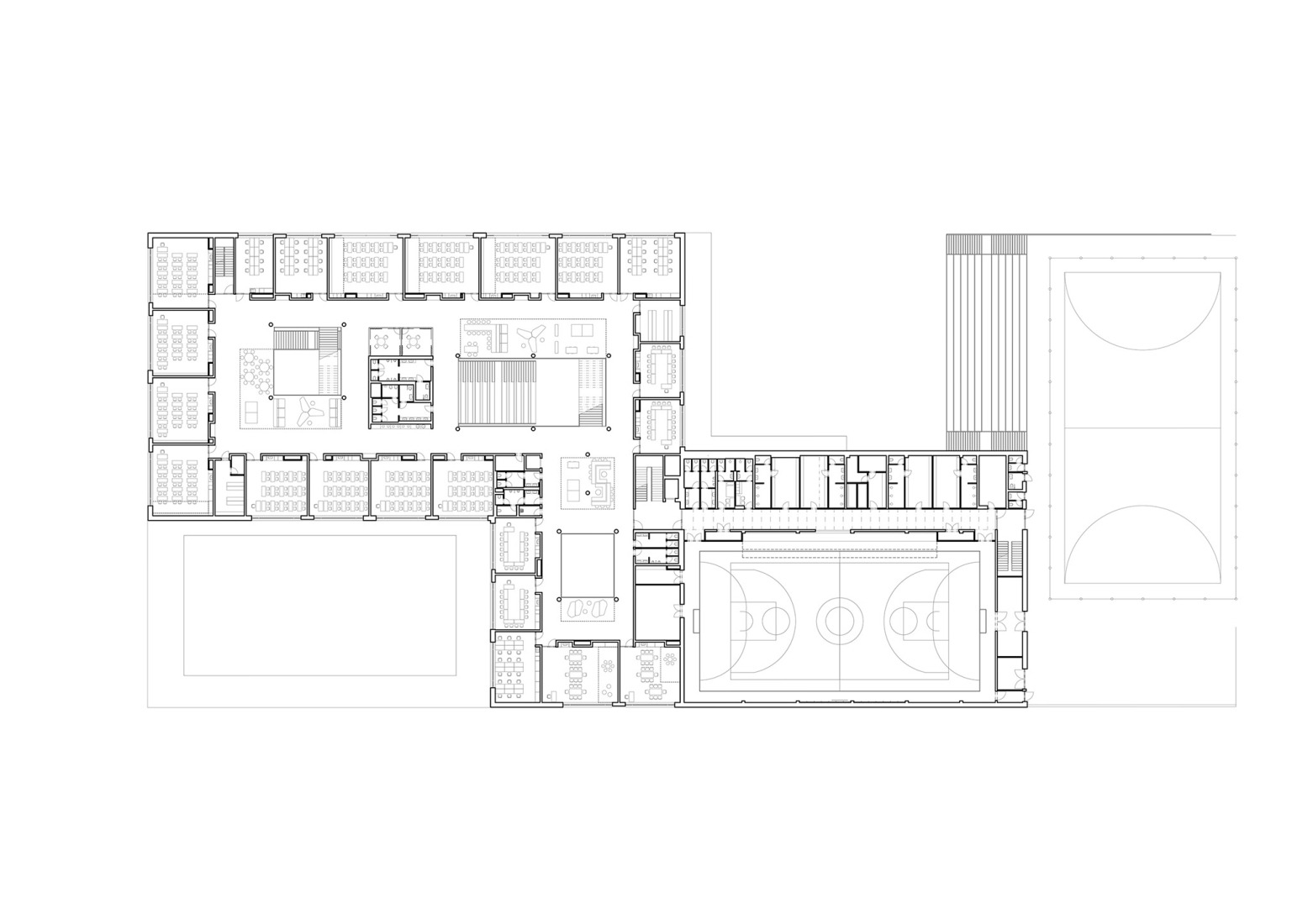 First floor plan. VIDA Elementary School by OVA.