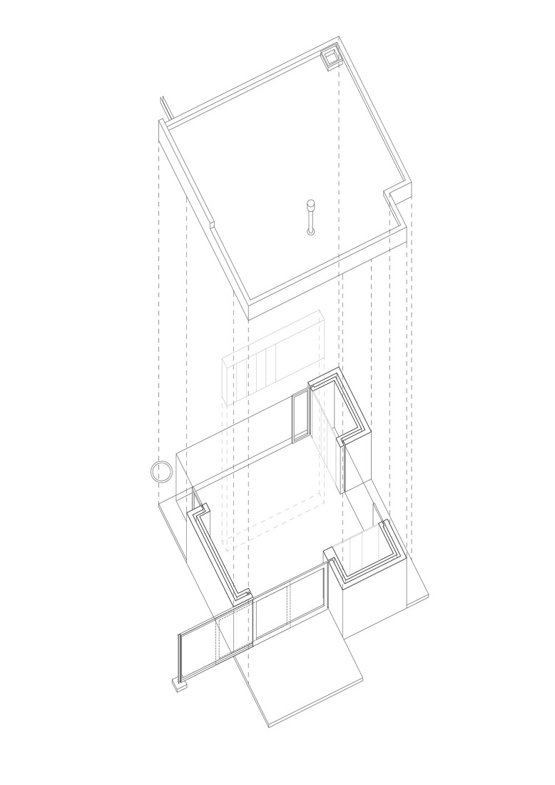 Axonometry. House on the Edge of the Plain by Skupaj arhitekti.