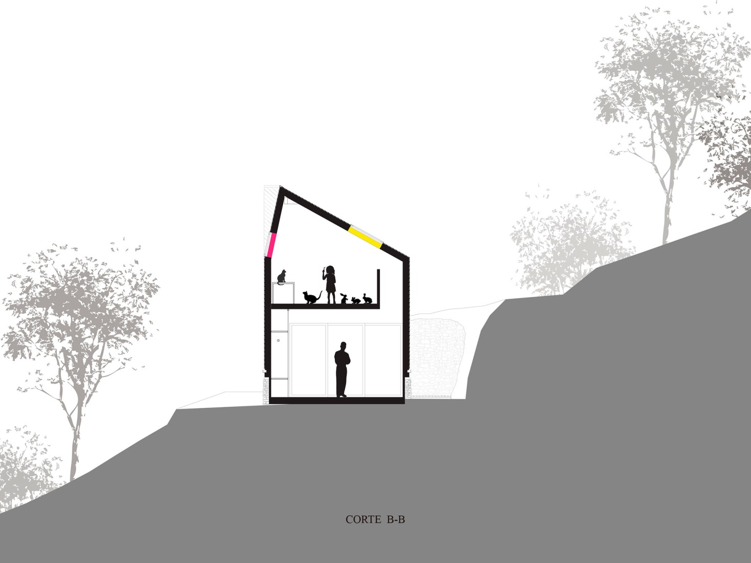 Section. Cabanon by Susuka Architects.