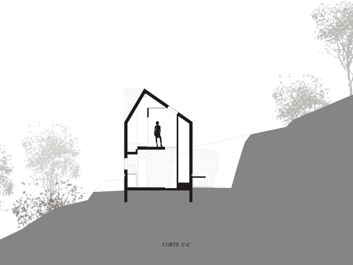 Section. Cabanon by Susuka Architects.