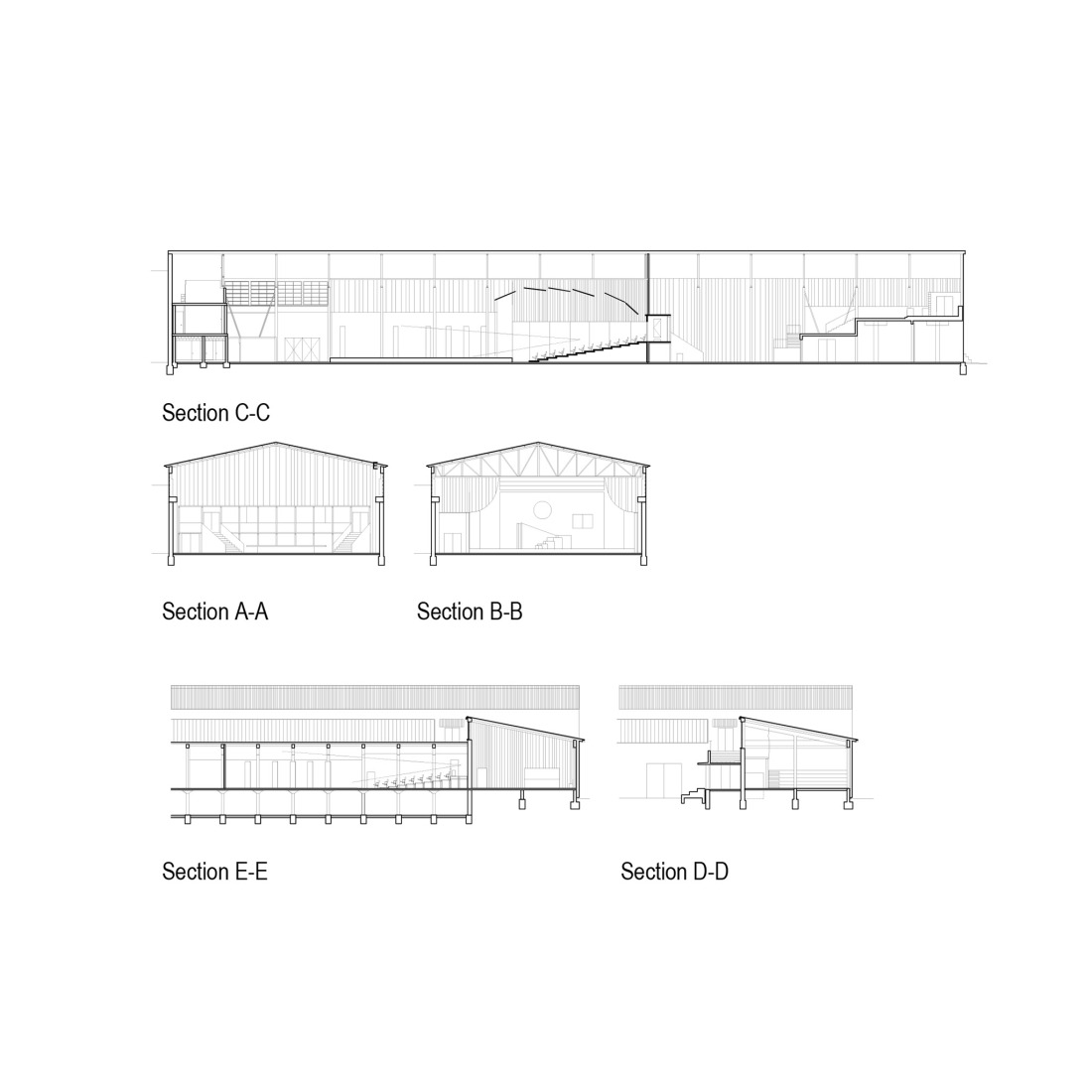 Sections. Temporary Spaces for Slovenian National Theatre Drama by Vidic Grohar Arhitekti. 