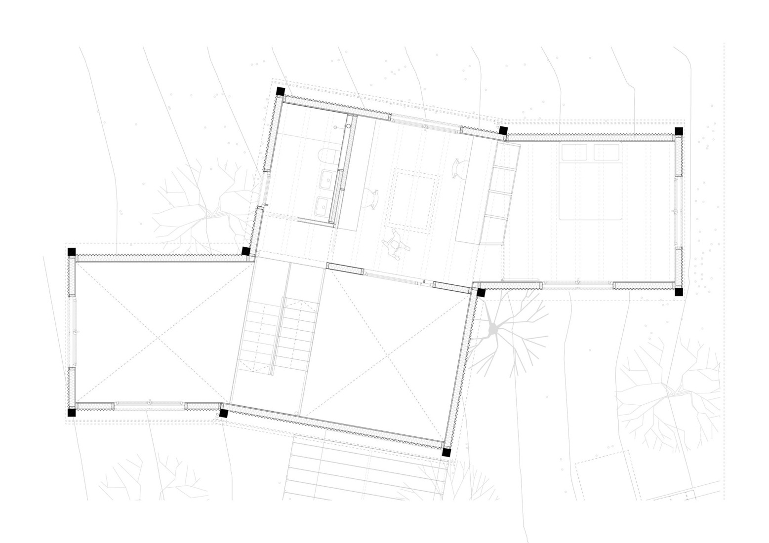 First floor plan. "Casa CLO" by Alventosa Morell Arquitectes.