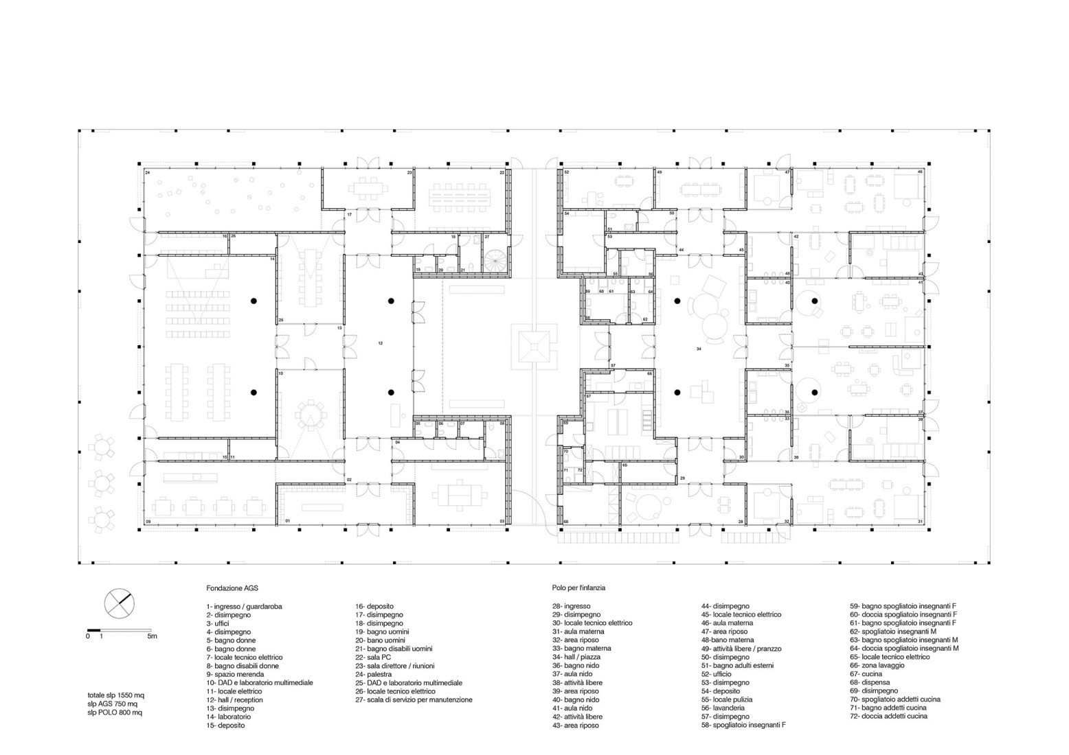 Ground floor plan. Inclusive Educational Centre by Enrico Molteni.