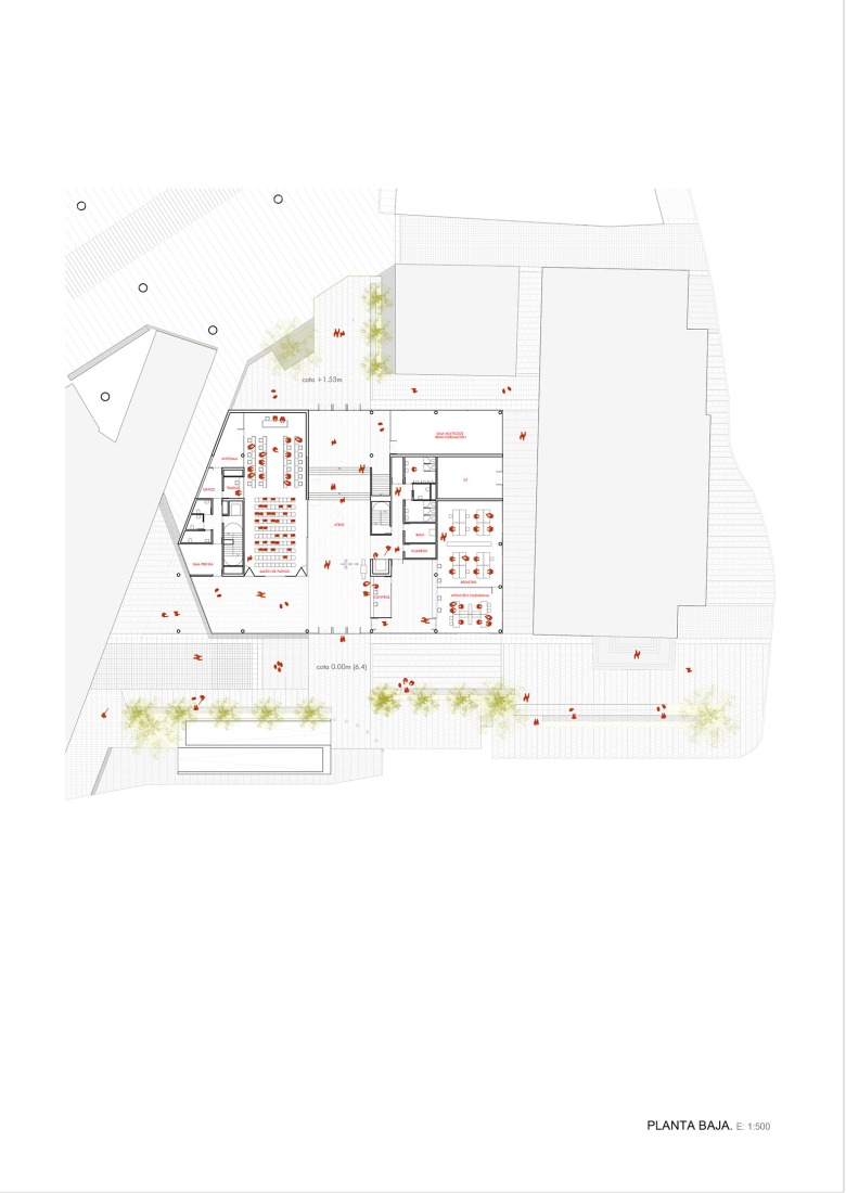 Ground floor plan. New Town Hall of Roquetas de Mar and expansion of the Plaza de la Constitución and adjacent public spaces by Estudio Carbajal SLP and Estudio Acta. 