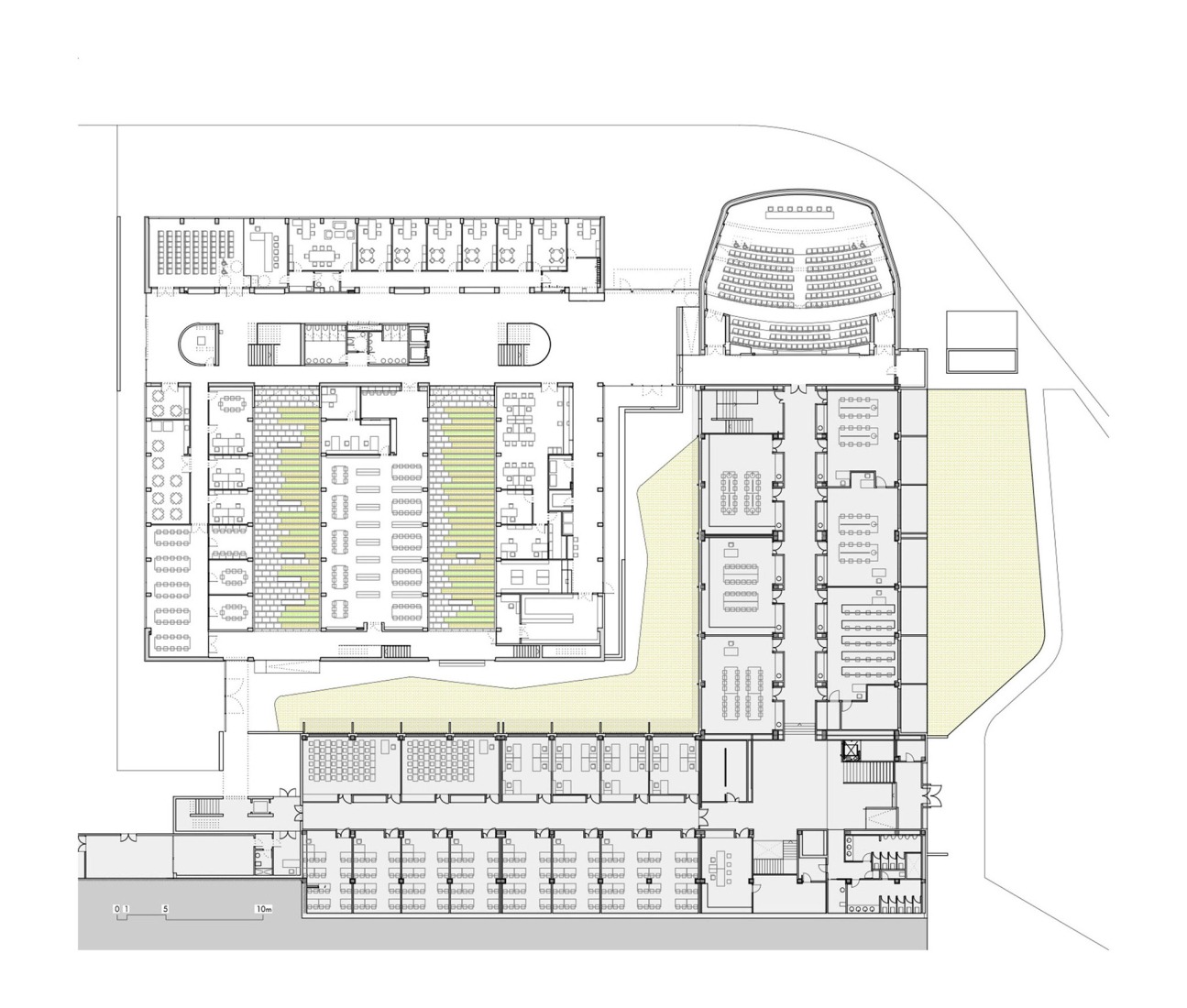 Ground floor plan. Expansion and renovation of the ETSIA of the Universidad de Sevilla by Estudio Carbajal.