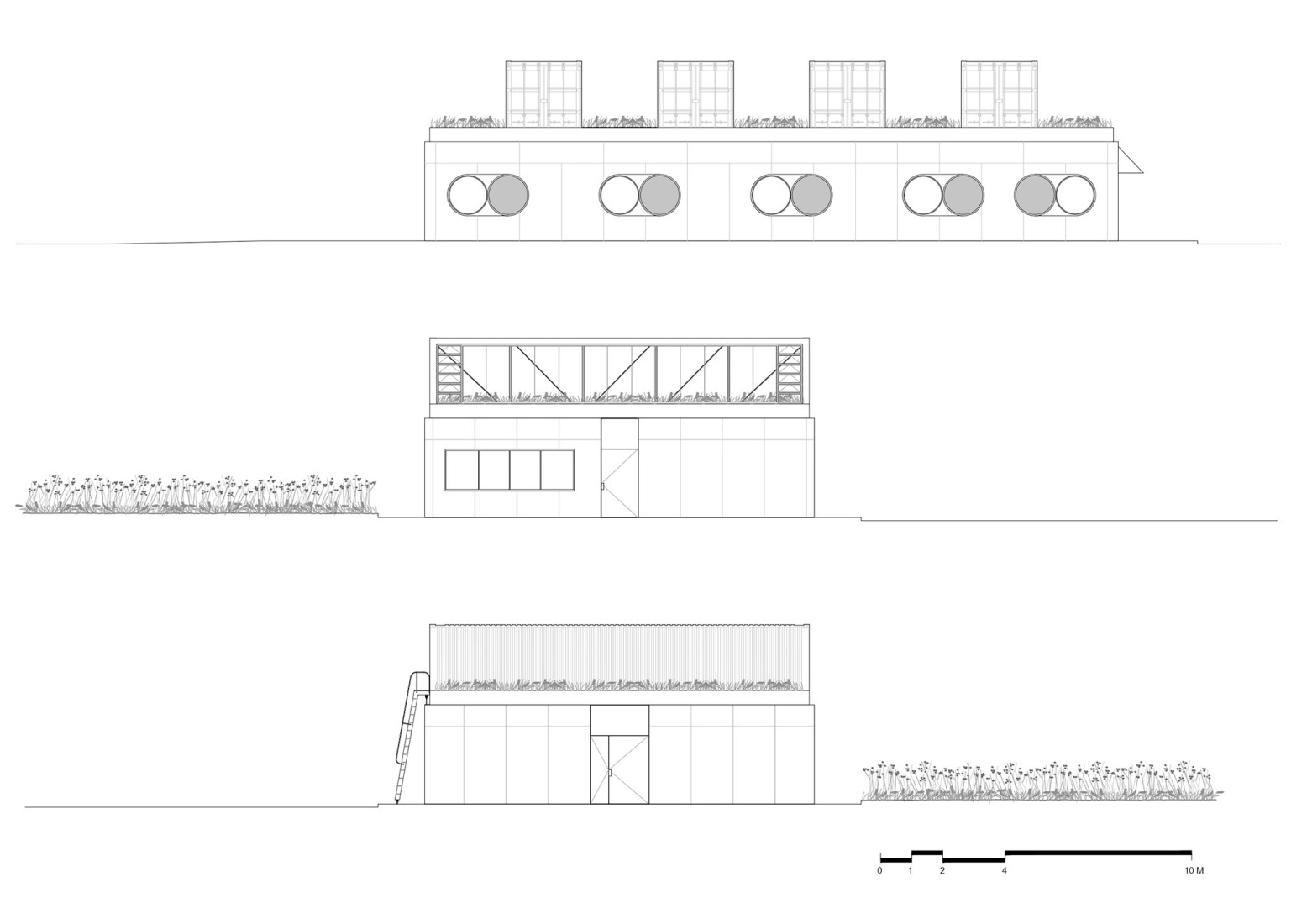 Alzados. Oficinas de Agrosemillas por Impepinable. 