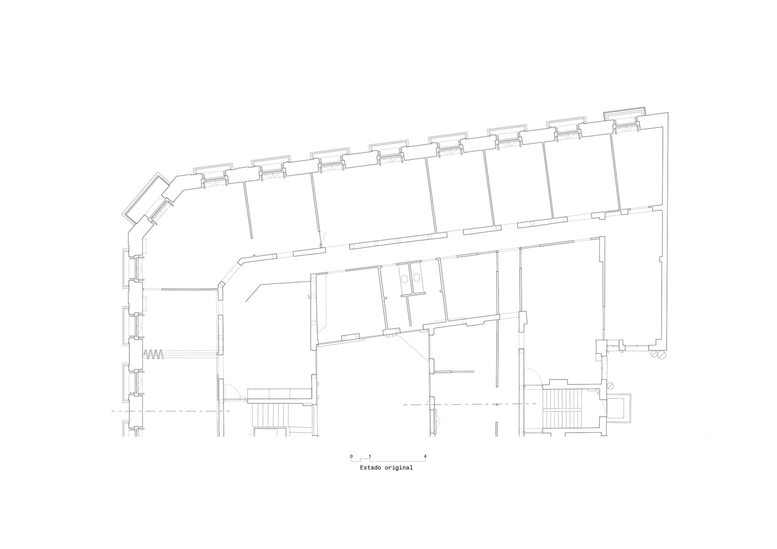 Floor plan before the intervention. Headquarters of the Higher Council of Architects' Associations of Spain (CSCAE) by MID estudio.