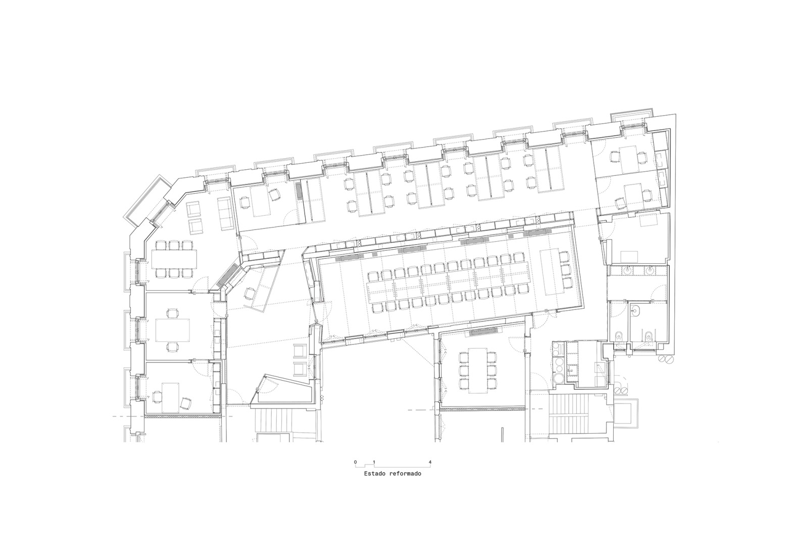 Floor plan after the intervention. Headquarters of the Higher Council of Architects' Associations of Spain (CSCAE) by MID estudio.