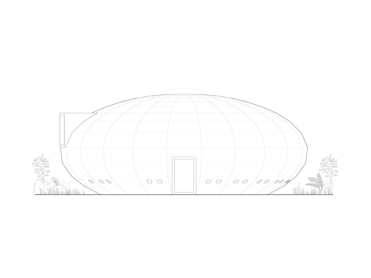 Elevation. Mushroom Pavilion by OMA / Shohei Shigematsu. 